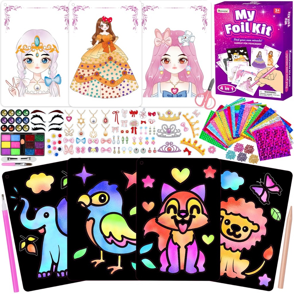 My Foil Kit 4 in 1 Makeup For Princesses Paper Drawing Craft Art Kit For Kids